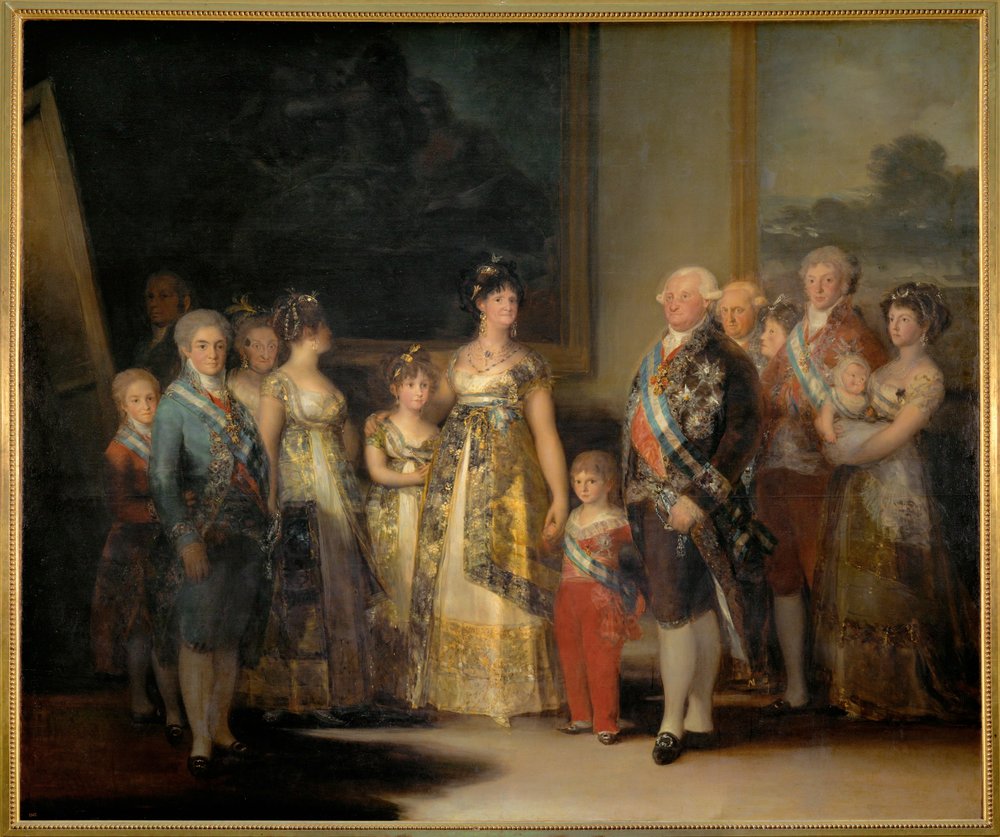 Hiszpański król Karol IV i jego rodzina, królowa Luiza i ich dzieci (obraz na płótnie) autorstwa Francisco Jose de Goya y Lucientes