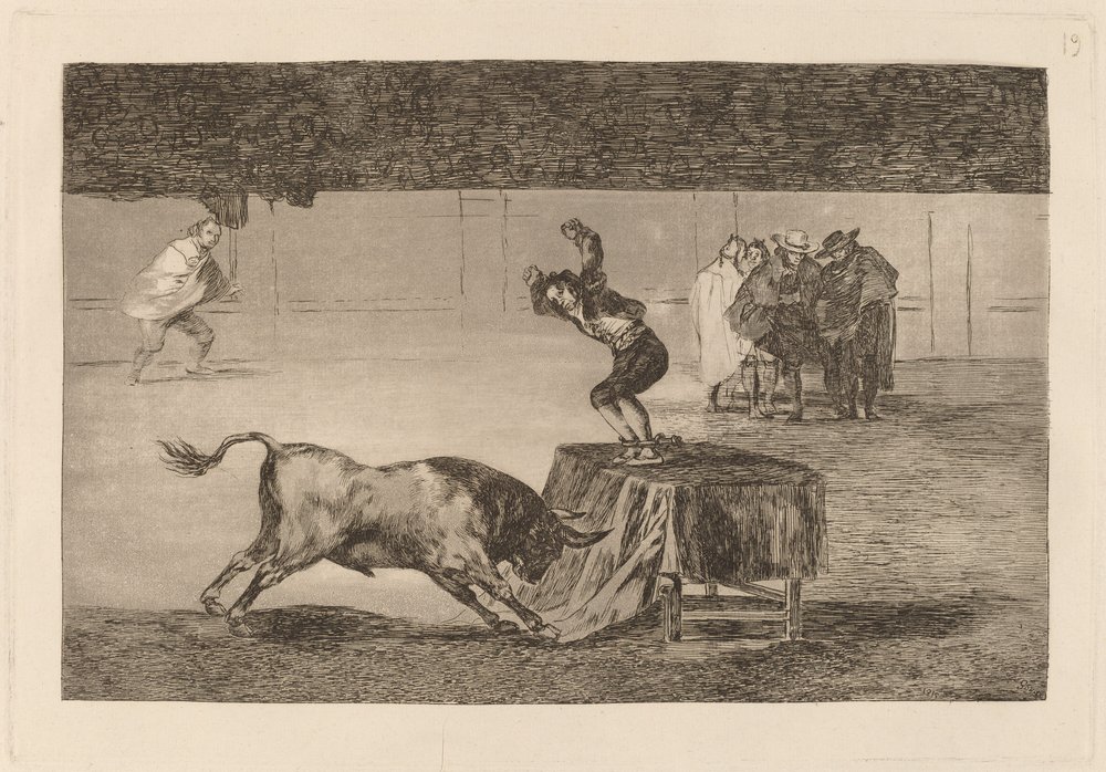 Kolejne jego szaleństwo na tym samym placu (Kolejne jego szaleństwo na tym samym pierścieniu) autorstwa Francisco de Goya