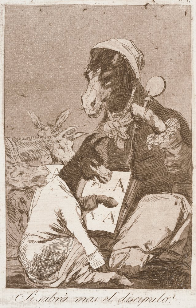 Si sabrá mas el discipulo (Czy uczeń powinien wiedzieć lepiej) autorstwa Francisco de Goya