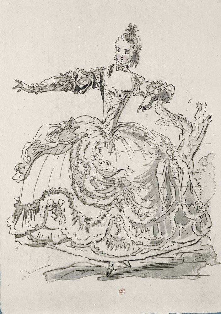 Miss Puvigne jako Żywa Statua, w Pigmalionie, libretto Lamotte, skomponowane przez Jean-Philippe Rameau (1683-1764) 1748 (kolorystyka) autorstwa French School