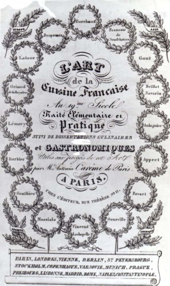 Strona tytułowa dla LArt de la Cuisine Francaise cz. III Antonina Careme, wydana 1834 (papier drukowany) autorstwa French School