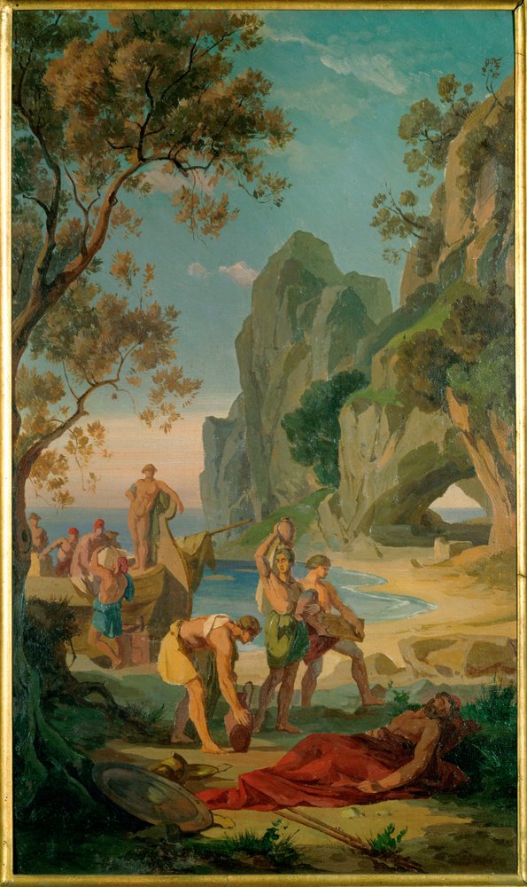 Odyseusz odpoczywający po lądowaniu (olej na płótnie) autorstwa Friedrich the Younger Preller