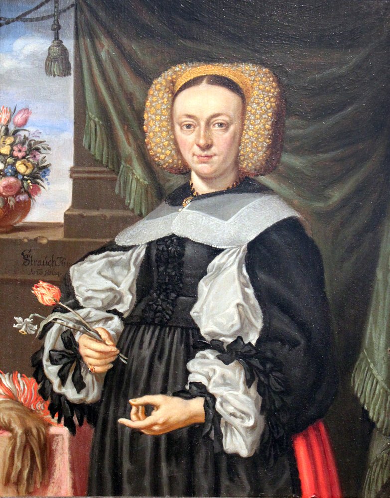 Portret kobiety z kwiatami autorstwa Georg Strauch