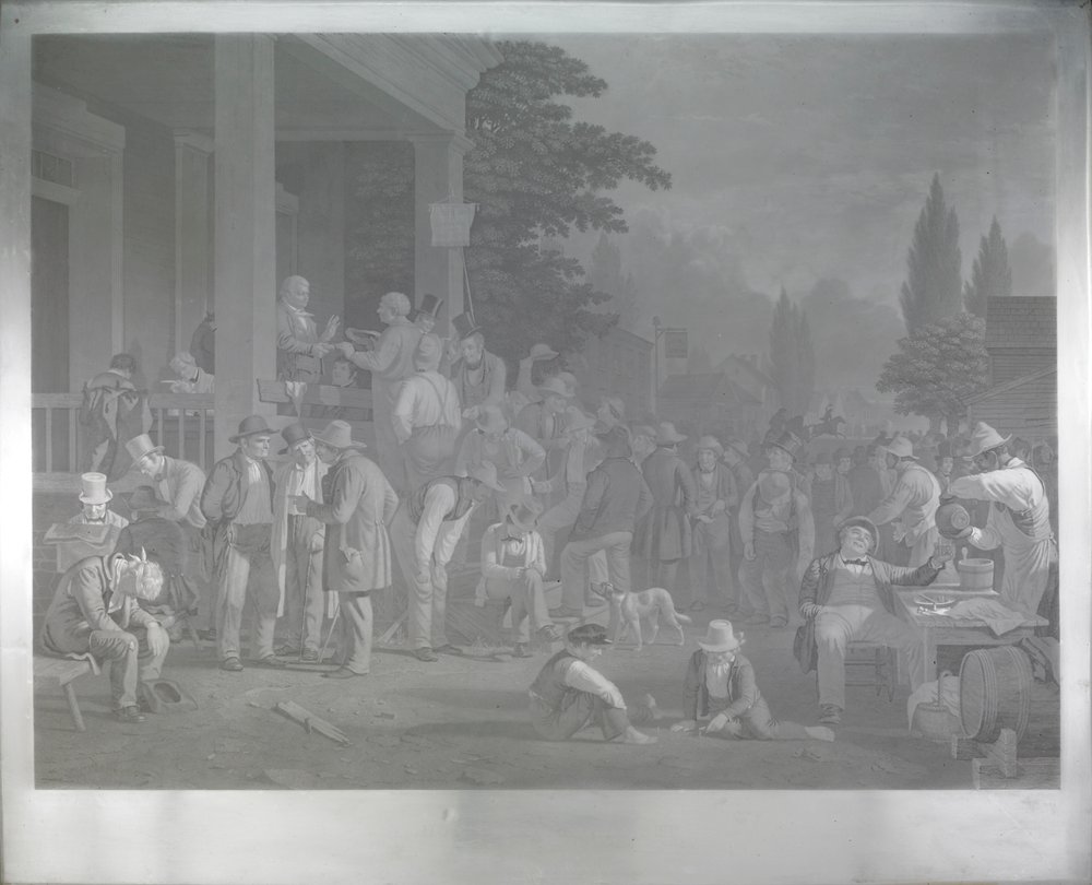 Blacha stalowa dla „Wyborów Powiatowych” autorstwa George Caleb Bingham
