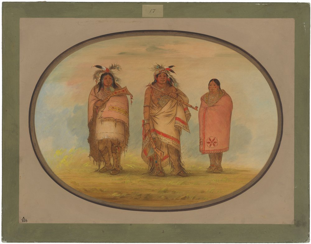 Wódz Menomonie, jego żona i syn autorstwa George Catlin
