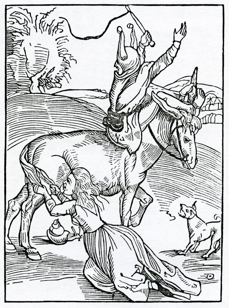 O wielkim gniewie, zdarzenia z małej okazji, ilustracja z angielskiego przekładu „Statek głupców” Alexandra Barclay
