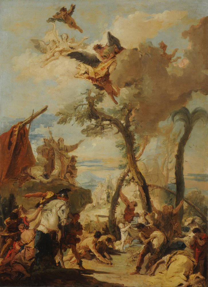 Hebrajczycy zbierający mannę na pustyni, ok. 1740 (olej na płótnie) autorstwa Giovanni Battista Tiepolo