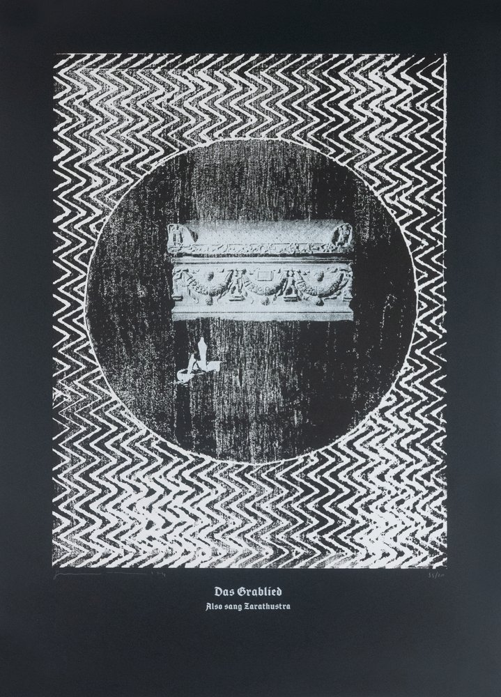 The Tomb Song, Thus Spoke Zarathustra, 2024 (drzeworyt i sitodruk) autorstwa Guilherme Pontes