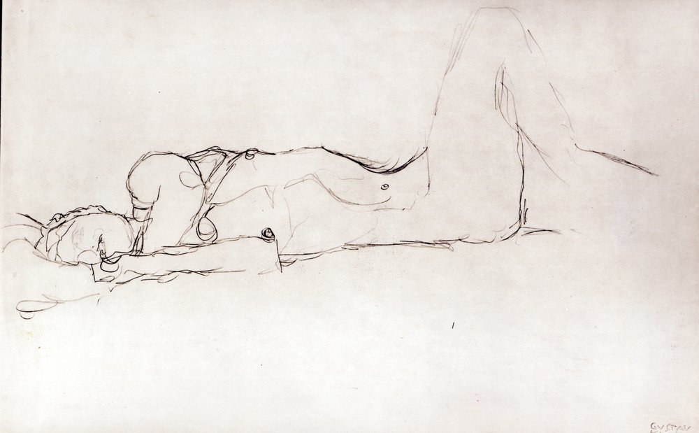 Naga kobieta w łóżku, ok. 1914 autorstwa Gustav Klimt