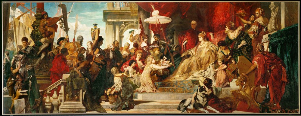 Venedig honoruje Caterinę Cornaro (obraz na płótnie) autorstwa Hans Makart