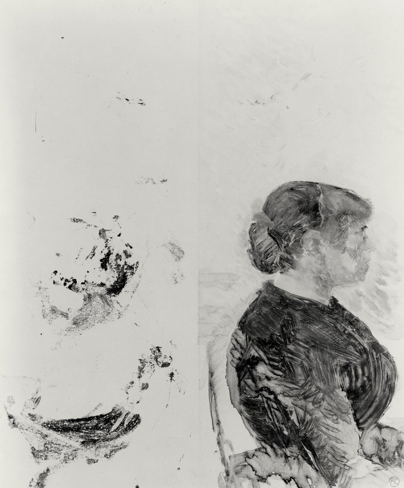 Studium dla artylerzysty i jego żony, 1886 (monotypia) autorstwa Henri de Toulouse-Lautrec