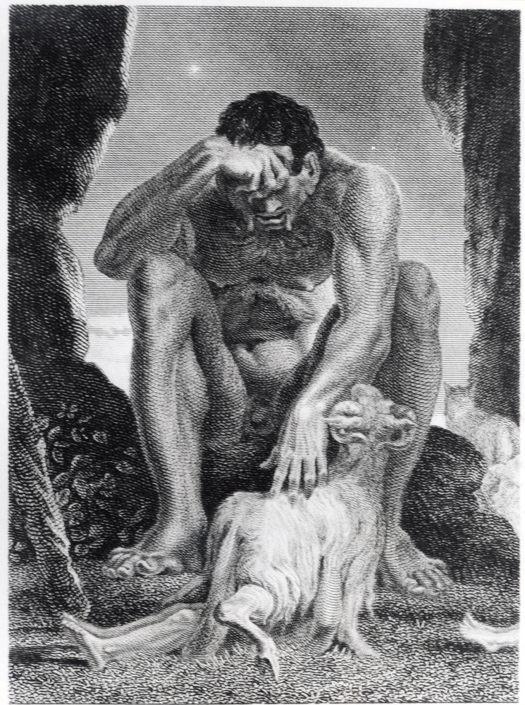 Odyseusz uciekający przed cyklopem Polifemem, rytował I. G. Walker, 1808 autorstwa Johann Heinrich Füssli