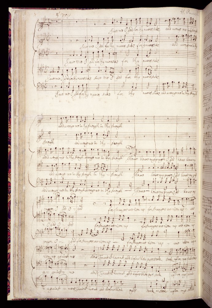 Mu Ms 88, f.27v: „Save me O Boże”, z antologii hymnów angielskich własnoręcznie wykonanych przez kompozytora, ok. 1670-80 (tusz na papierze) autorstwa Henry Purcell