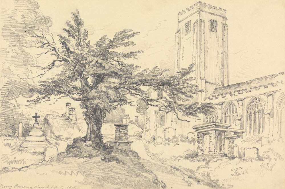Kościół Berry Pomeroy autorstwa Henry Edridge