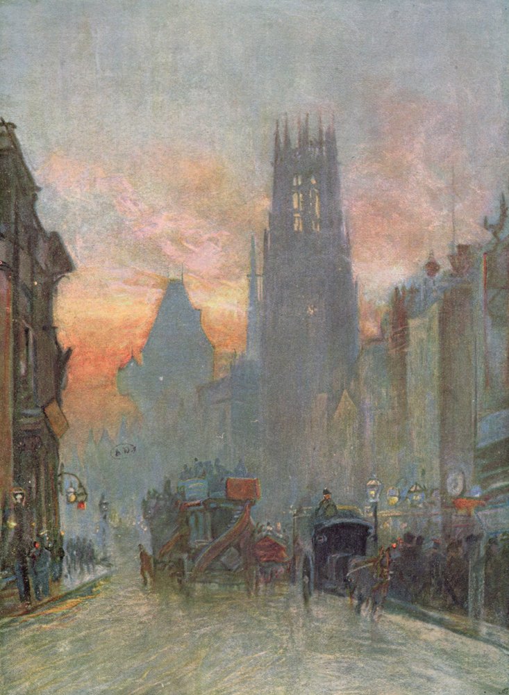 Widok w dół Fleet Street, Londyn, koniec XIX wieku autorstwa Herbert Menzies Marshall
