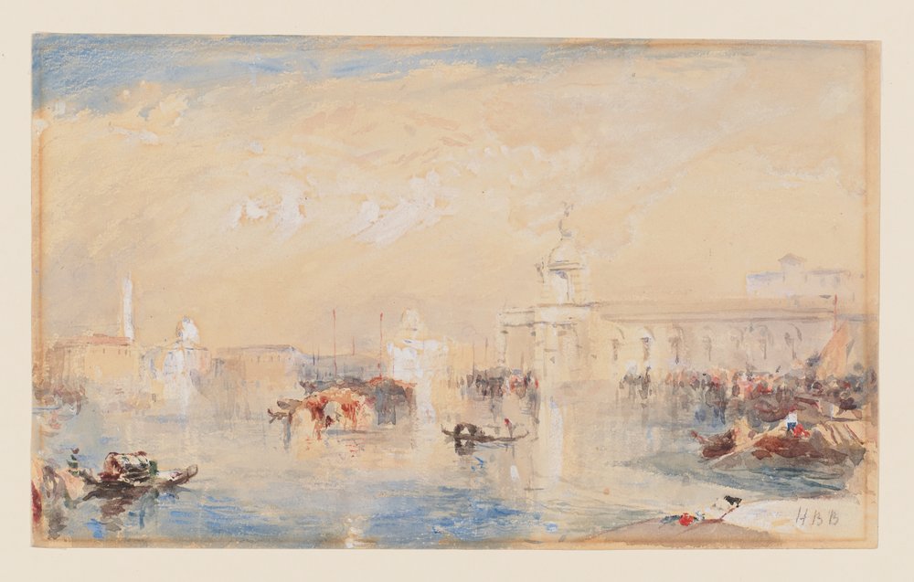 Krajobraz według Turnera „Dogana, San Giorgio, Citella, ze schodów Europy” (akwarela, bodycolor i ołówek na papierze) autorstwa Hercules Brabazon Brabazon
