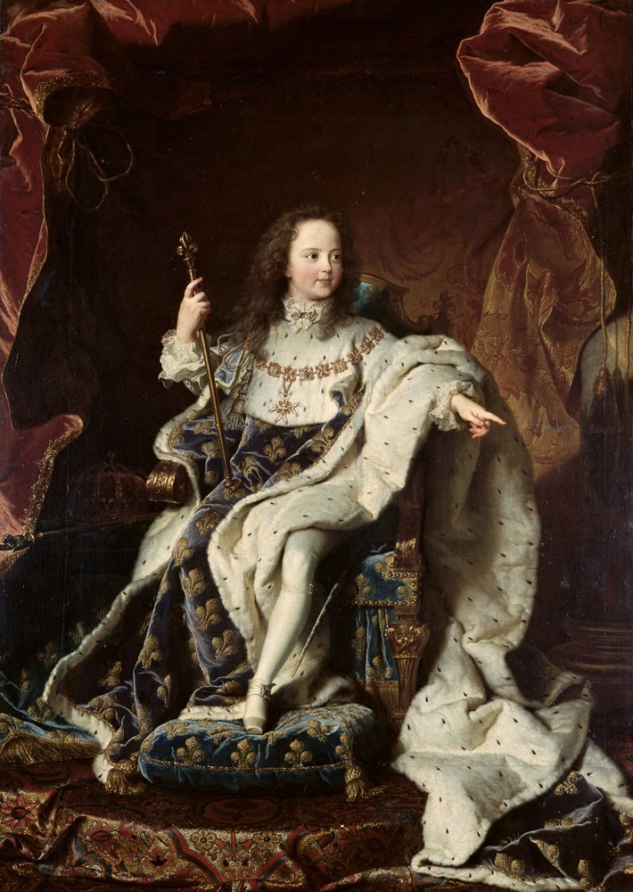 Portret Ludwika XV (1710-74) w szatach koronacyjnych, 1715 autorstwa Hyacinthe Francois Rigaud