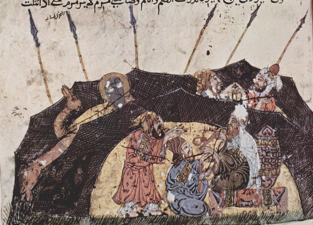 43. Maqma Al-Hariri, 1225-1235 (tempera na papierze) autorstwa Iraqi School