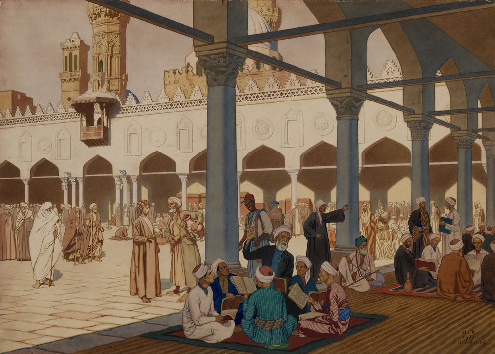 Dziedziniec meczetu i uniwersytetu Al-Azhar, Kair, 1928 autorstwa Ivan Yakovlevich Bilibin