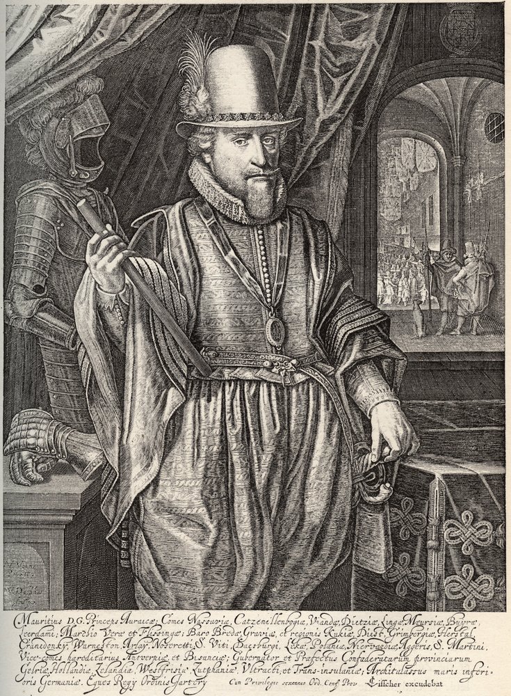 Portret Maurycego de Nassau (1567-1625), księcia Orange, hrabiego Nassau. Rycina Willema Jacobsza Delffa (1580-1638) XVII wiek autorstwa Jacob Willemsz Delff