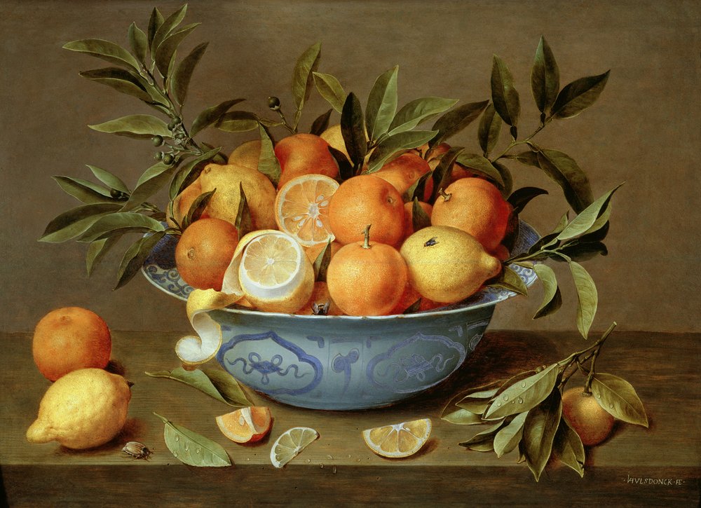 Martwa natura z pomarańczami i cytrynami w porcelanowej misie Wan-Li autorstwa Jacob van Hulsdonck