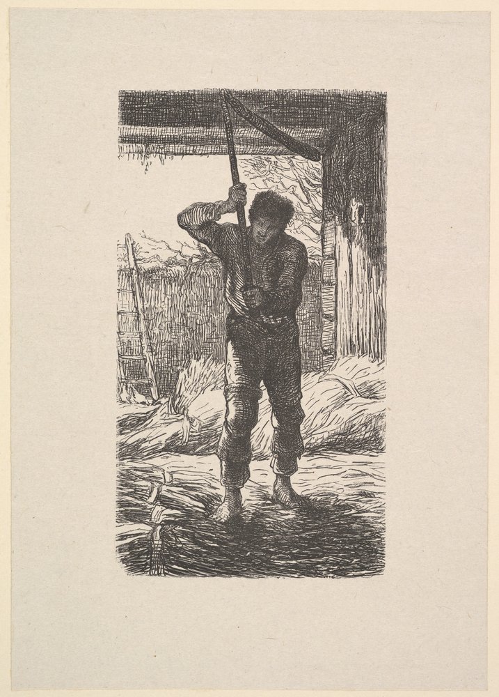 Człowiek młócący pszenicę, 1853. autorstwa Jacques Adrien Lavieille