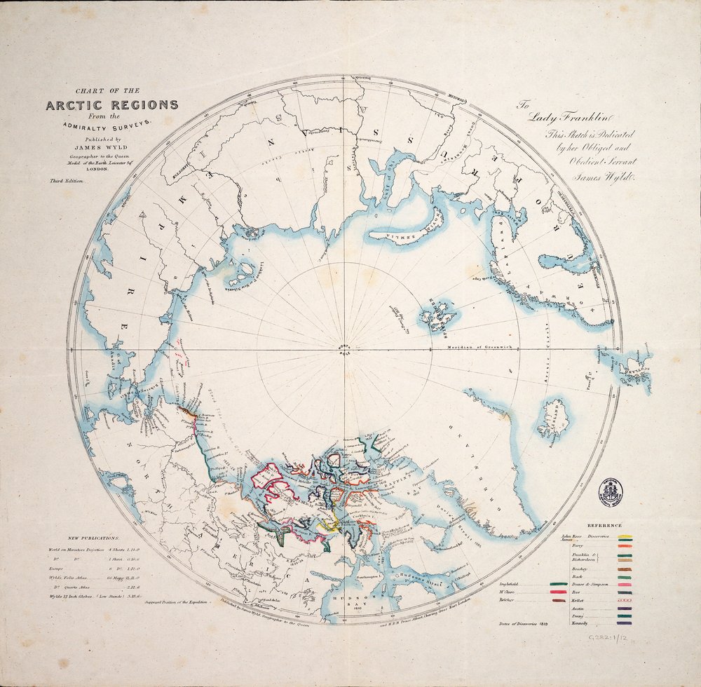 Mapa regionów arktycznych z badań Admiralicji, wydanie trzecie, ok. 1854 r. (rycina) autorstwa James the Younger Wyld