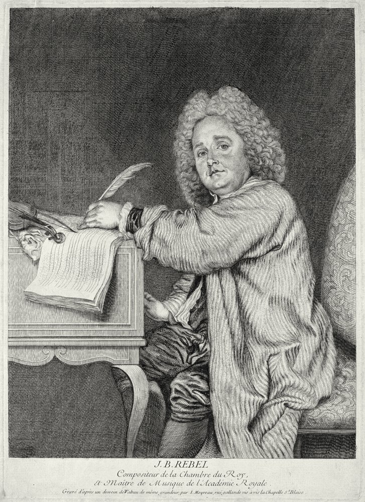 Portret Jean-Ferry Rebel (1666-1747) grawerowany przez Moyreau autorstwa Jean-Antoine Watteau