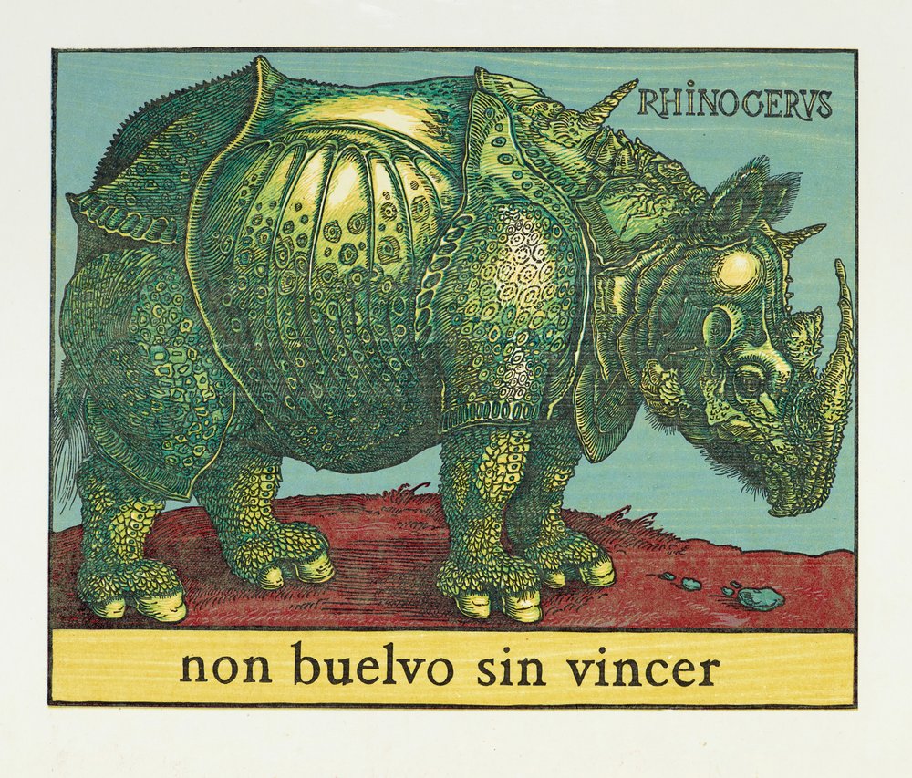 Nosorożec zielony, 2007 (drzeworyt) autorstwa Jim Monson