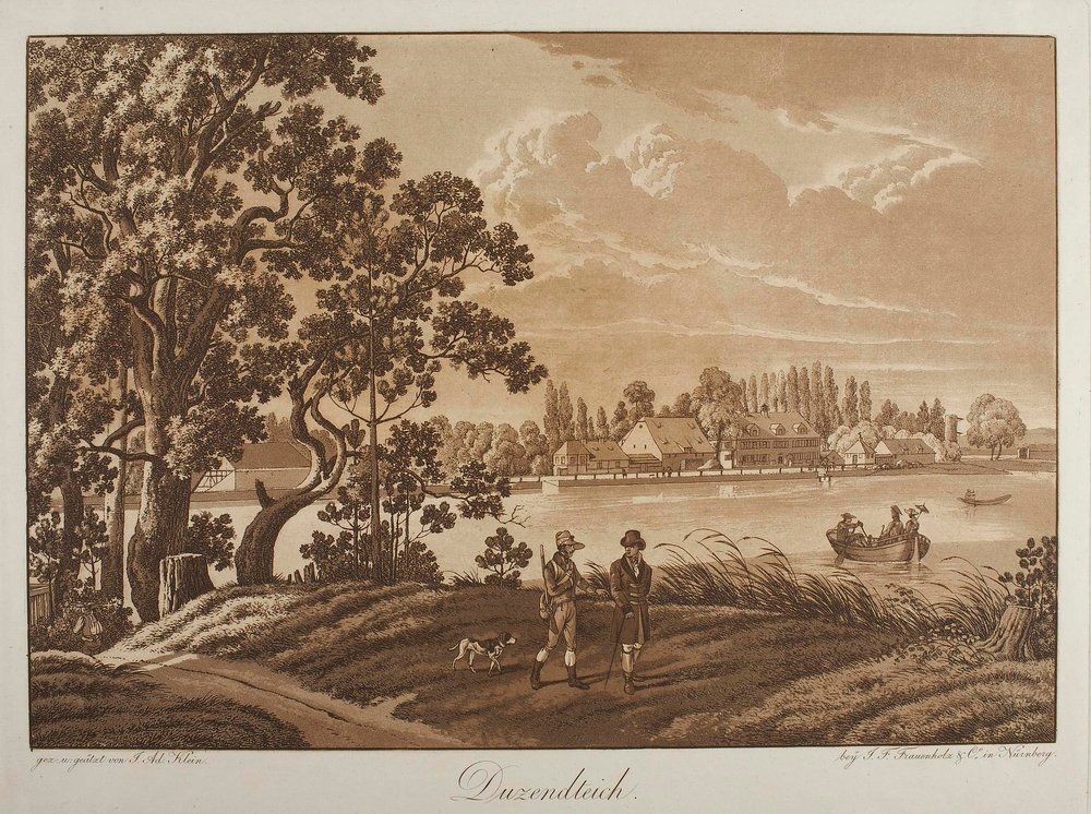 Widok na Dutzendteich w pobliżu Norymbergi autorstwa Johann Adam Klein