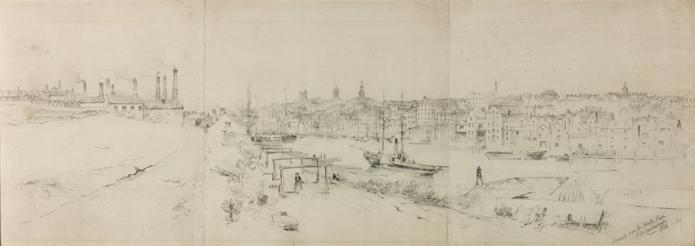 Newcastle z południowego wybrzeża (ołówek na papierze (sześć kawałków na papierze)) autorstwa John Wilson Carmichael