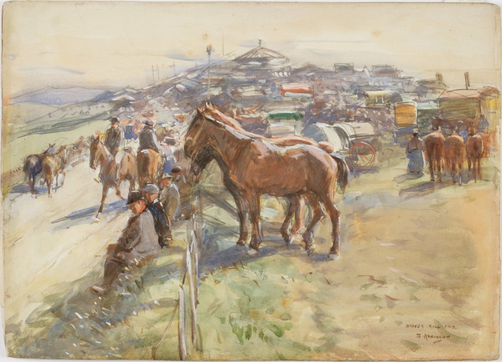Brough Hill Fair (ołówek i wc na papierze) autorstwa John Atkinson