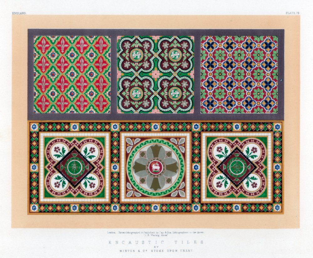 Kafle enkaustyczne, XIX wiek. | John Burley Waring