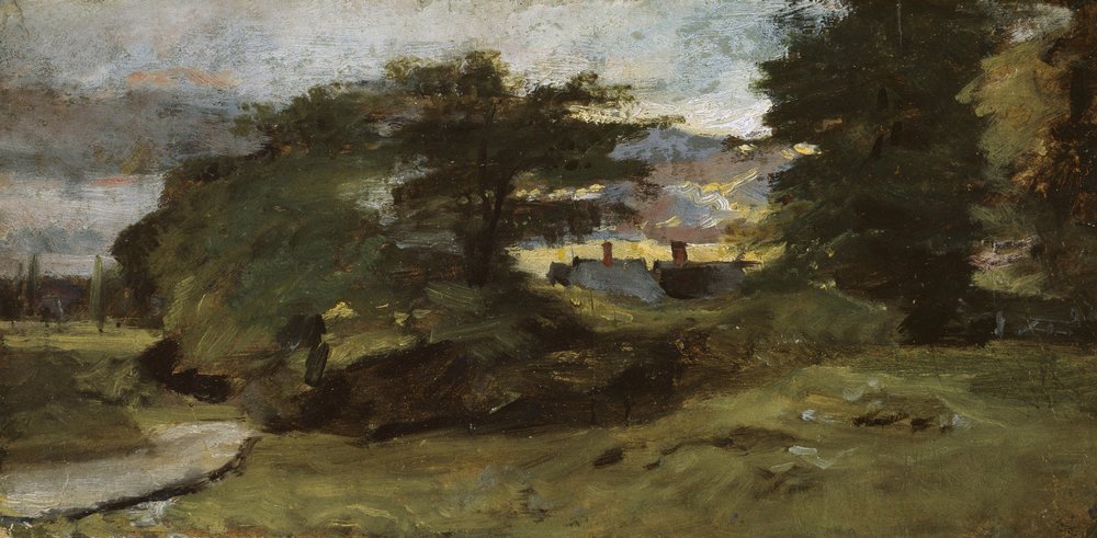 Krajobraz z chatami, 1809-10 autorstwa John Constable