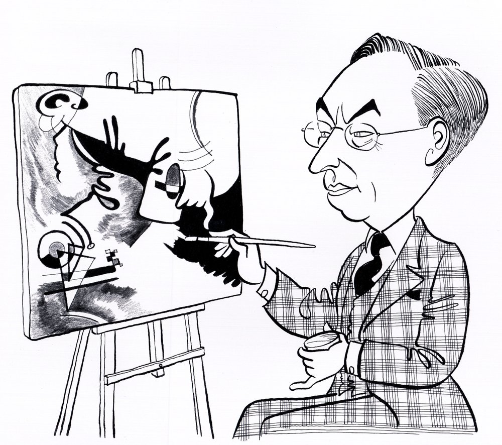 Vassily ( Wassily ) Kandinsky, karykatura ze sztalugą autorstwa John Minnion
