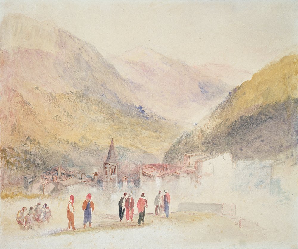 Pre St Didier, 1836 (toaleta i pióro i atrament na graficie na papierze) autorstwa Joseph Mallord William Turner