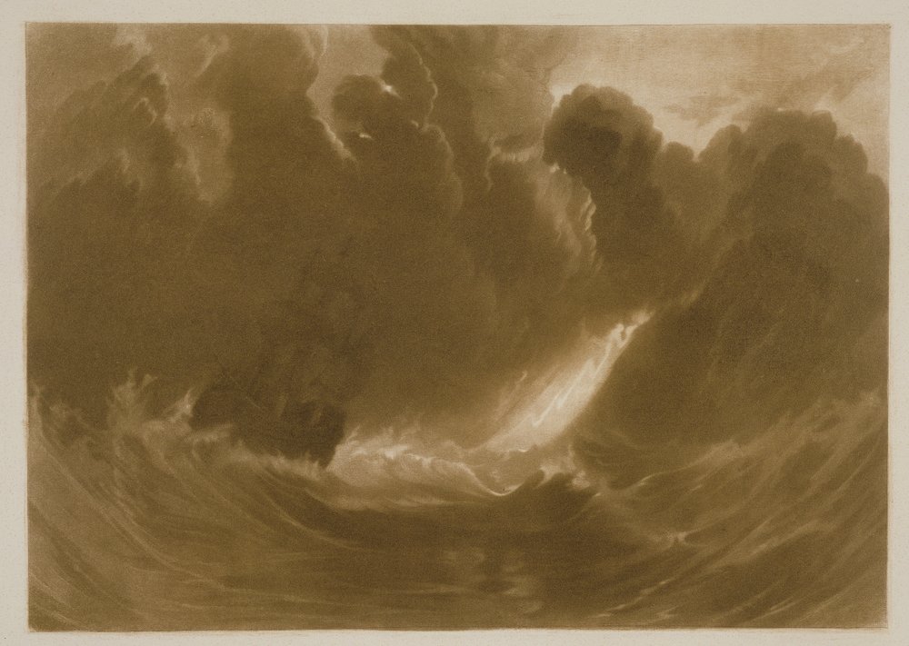 R.803 Statek w burzy, z „Little Liber”, rytowany przez artystę, ok. 1826 (mezzotinta) autorstwa Joseph Mallord William Turner