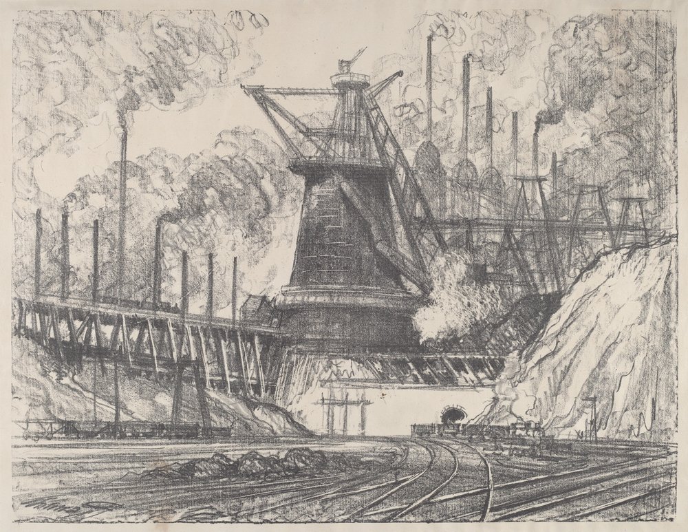 Wielki Młyn, Gary, Indiana autorstwa Joseph Pennell