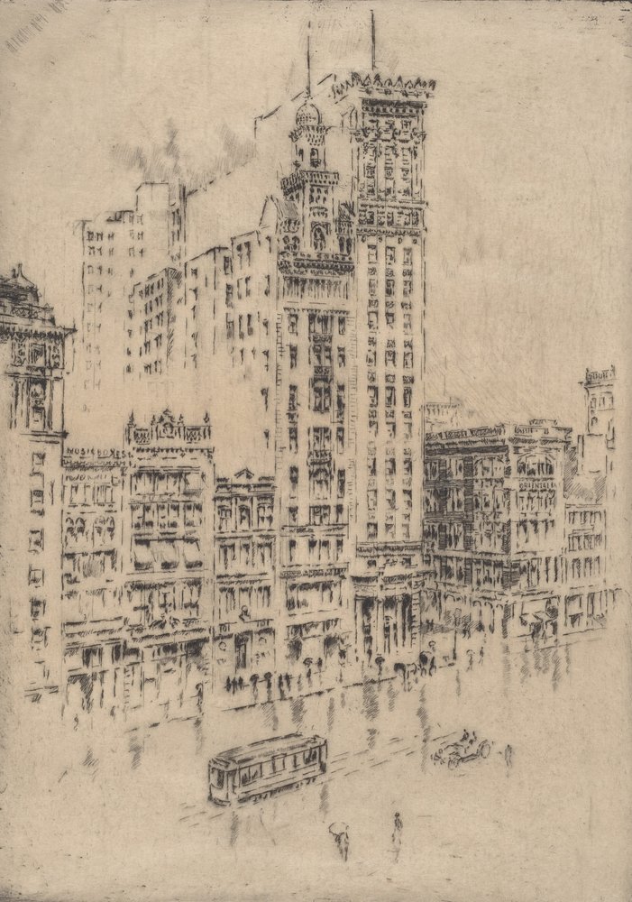 Union Square, Deszczowy Dzień, 1904. autorstwa Joseph Pennell