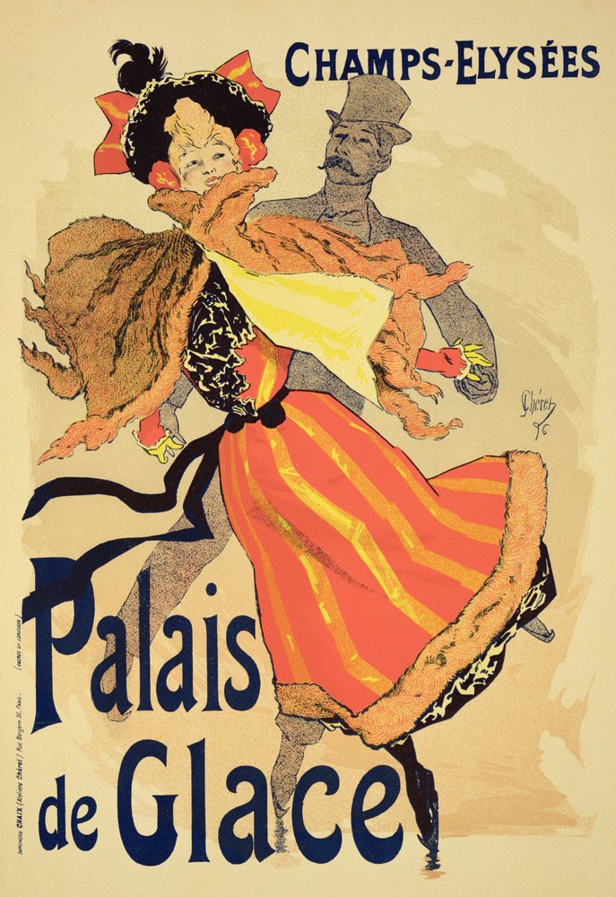 Reprodukcja plakatu reklamującego „Palais de Glace”, Pola Elizejskie, Paryż, 1896 autorstwa Jules Cheret