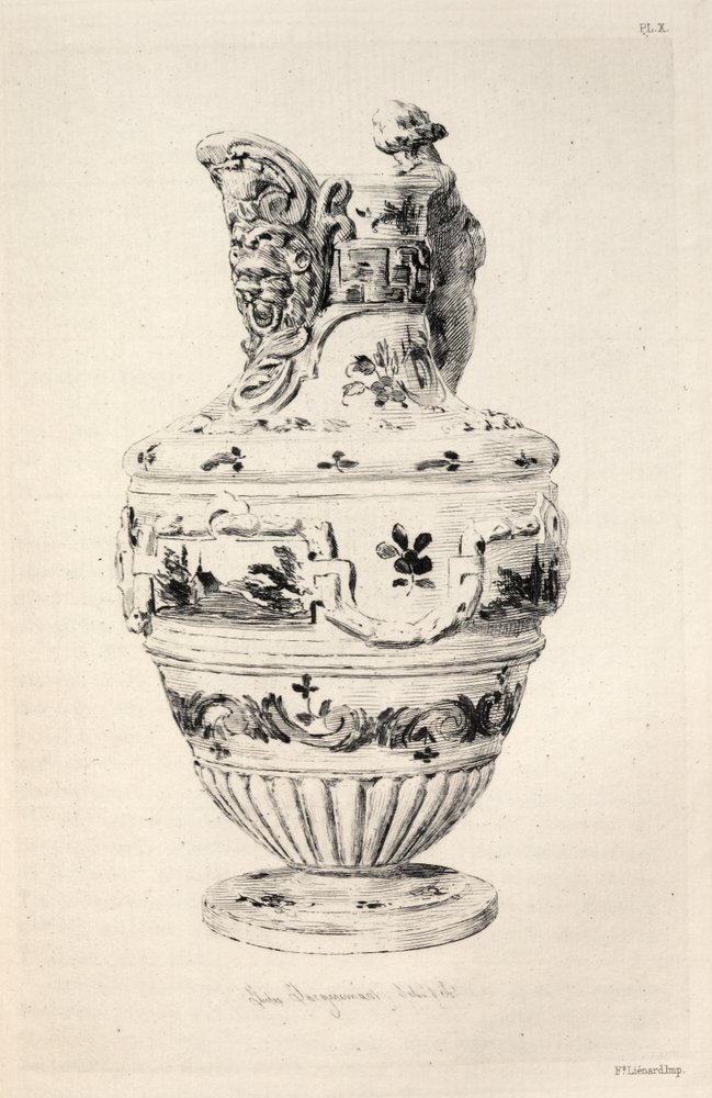 Historia sztuki ceramicznej: opisowe i filozoficzne studium garncarstwa wszystkich epok i wszystkich narodów: Hiszpania: Talavera de la Reina - fajans - dzban (Tablica X) autorstwa Jules Jacquemart