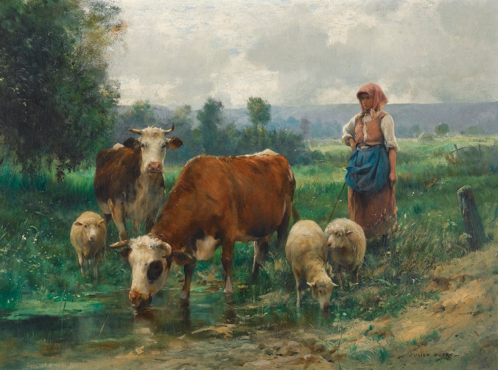 Pasterka ze swoją trzodą autorstwa Julien Dupre