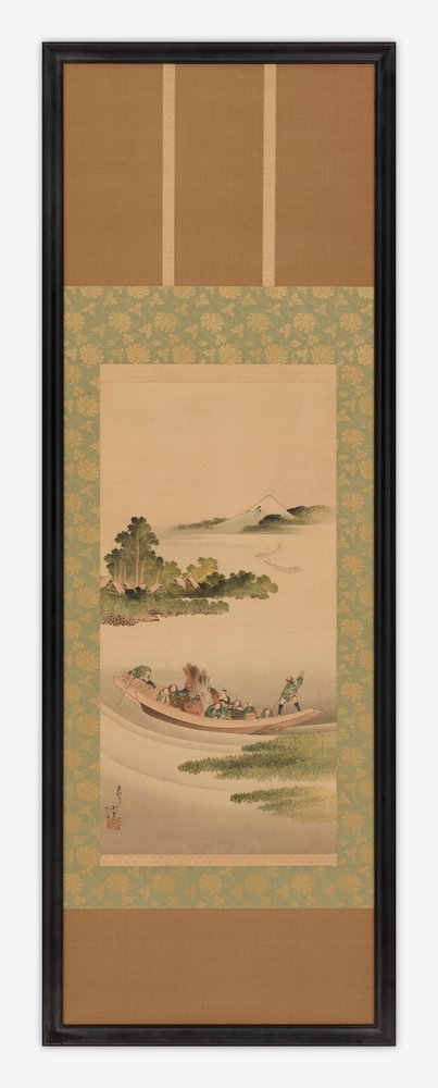 Krajobraz rzeczny: prom i góra Fuji, okres Edo, 1842. autorstwa Katsushika Hokusai