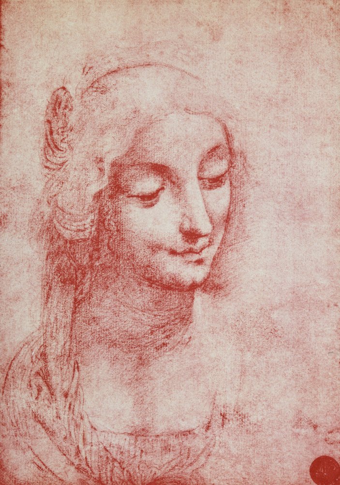 Głowa kobiety (czerwona kreda na papierze) autorstwa Leonardo da Vinci