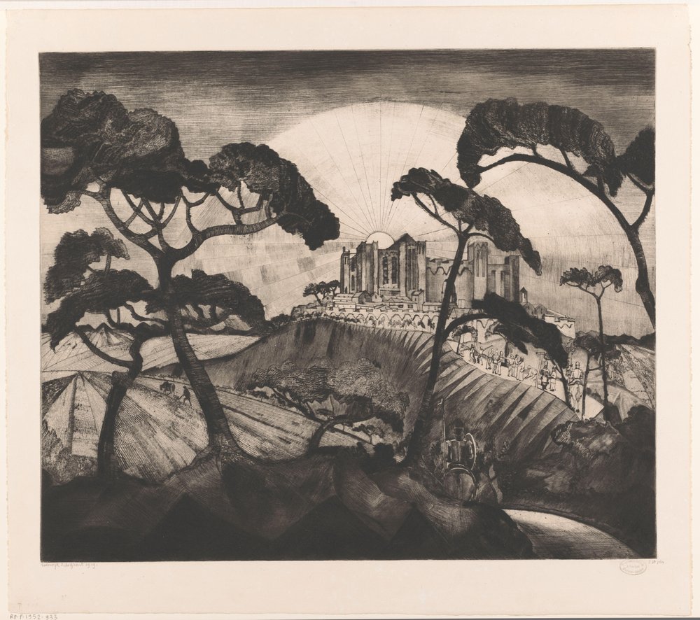 Zamek na wzgórzu Le Château II (tytuł oryginalny) autorstwa Lodewijk Schelfhout (signed by artist)