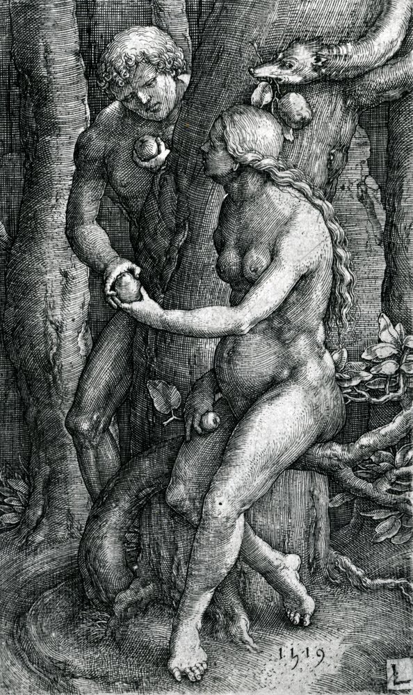 Upadek ludzkości, 1519 autorstwa Lucas van Leyden