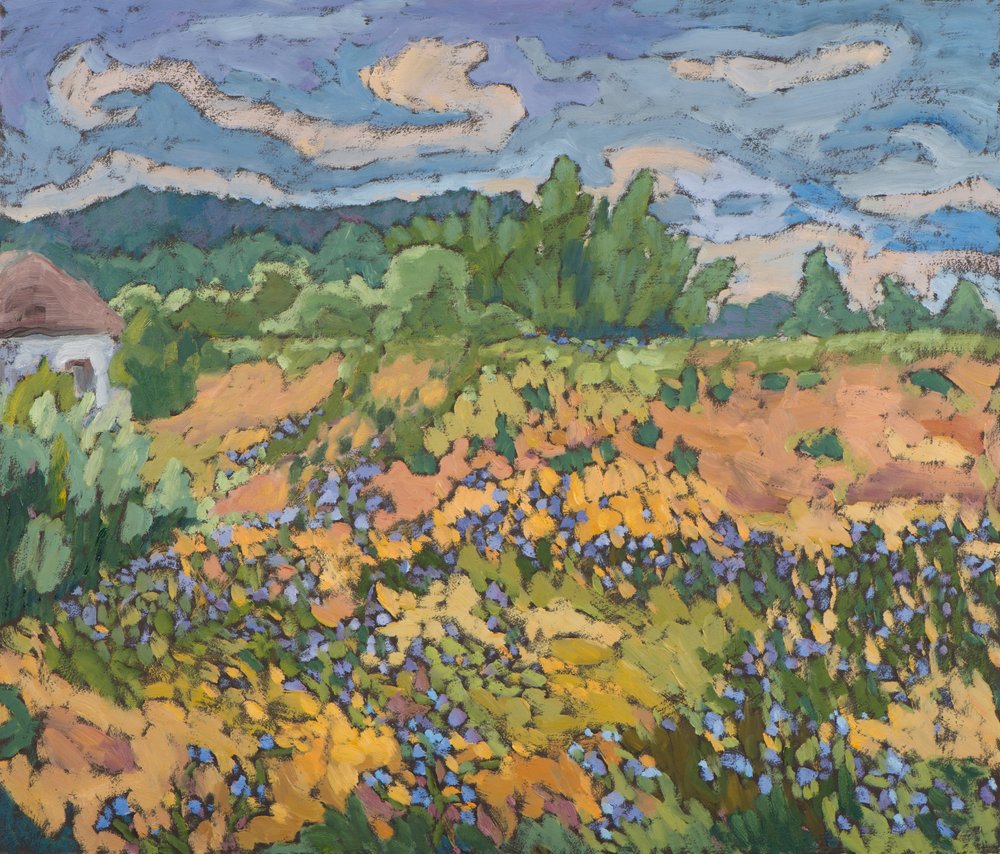 Dzikie kwiaty na Grobli (2012) 60*70 cm, olej na desce autorstwa Marta Martonfi-Benke
