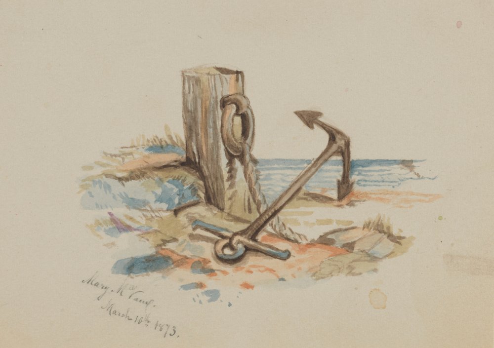 Bez tytułu (Lina cumownicza i kotwica) autorstwa Mary Vaux Walcott