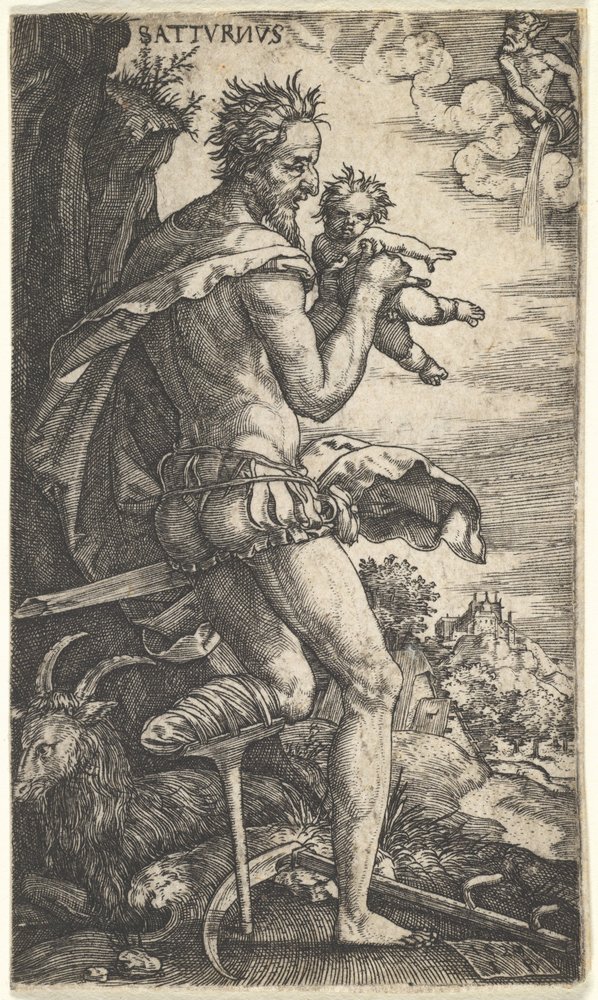Saturn z Bogów, którzy przewodniczą planetom, 1525. autorstwa Master I.B.