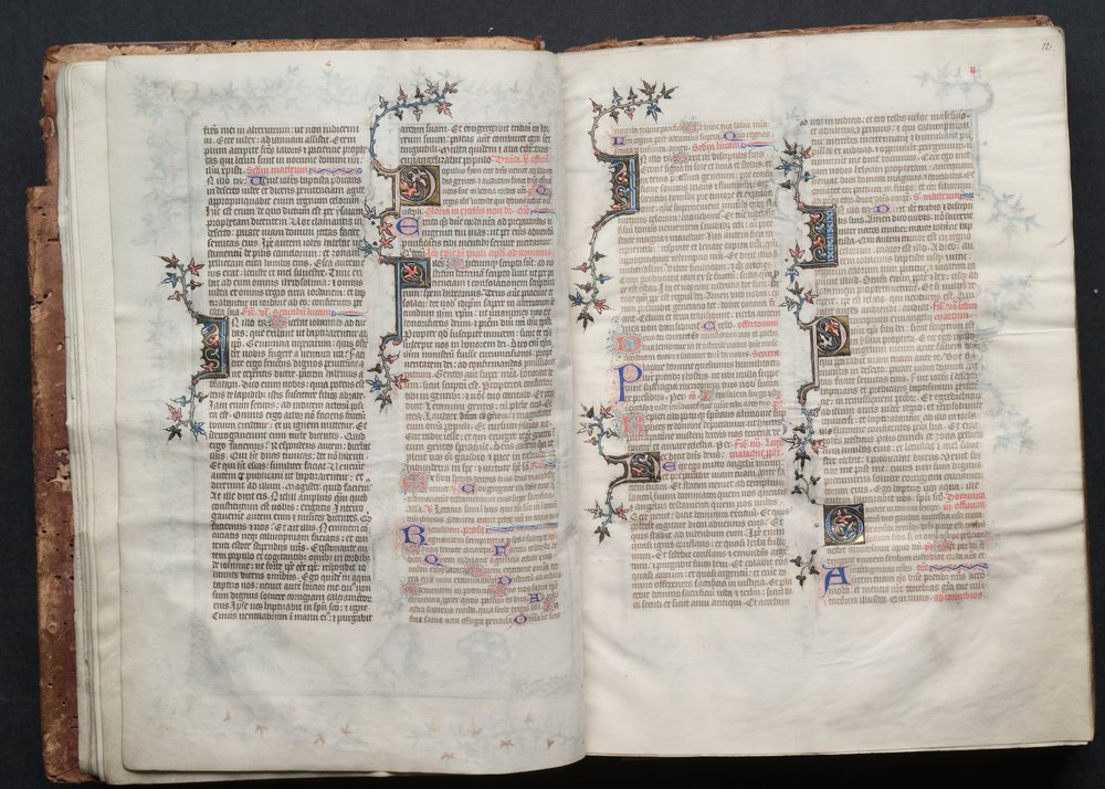 Mszał Gotha: Fol. 12r, Tekst , c. 1375. autorstwa Master of the Boqueteaux